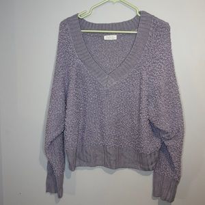 Purple, boxy, v-neck sweater